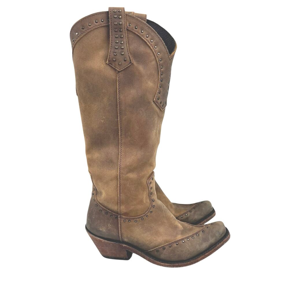 Liberty Black Womens Distressed Leather Tall America LB7116 Western Boots Sz 6.5